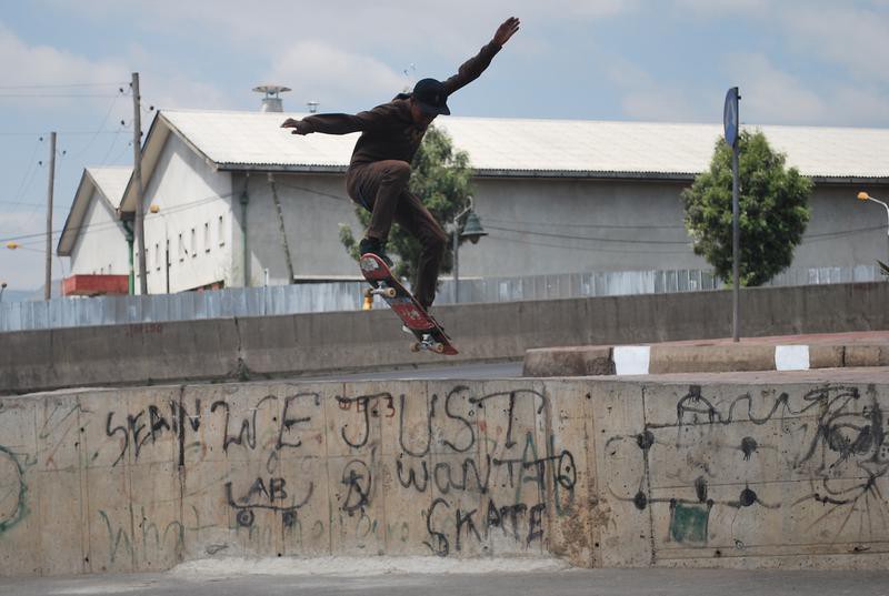 A skateboarder in Addis Ababa.