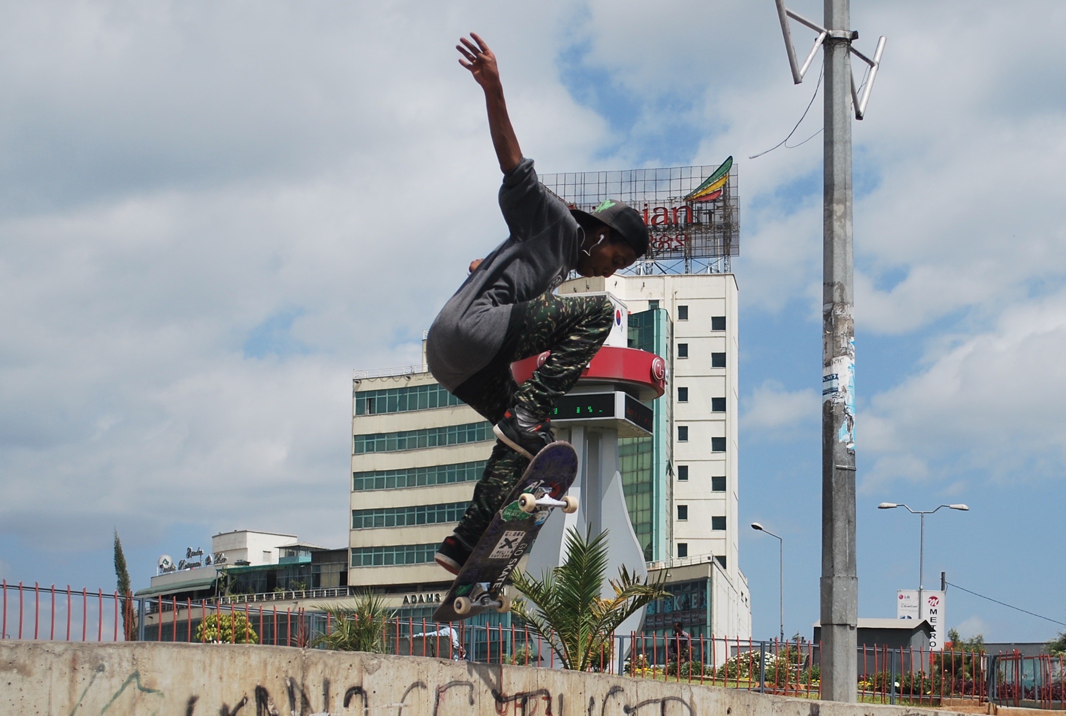 A skateboarder in Addis Ababa.