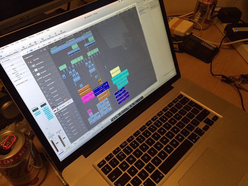 A Macbook Pro with a Garageband session open.