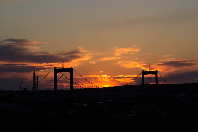 A bridge at sunset.