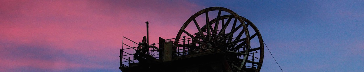 A coal engine at sunset.