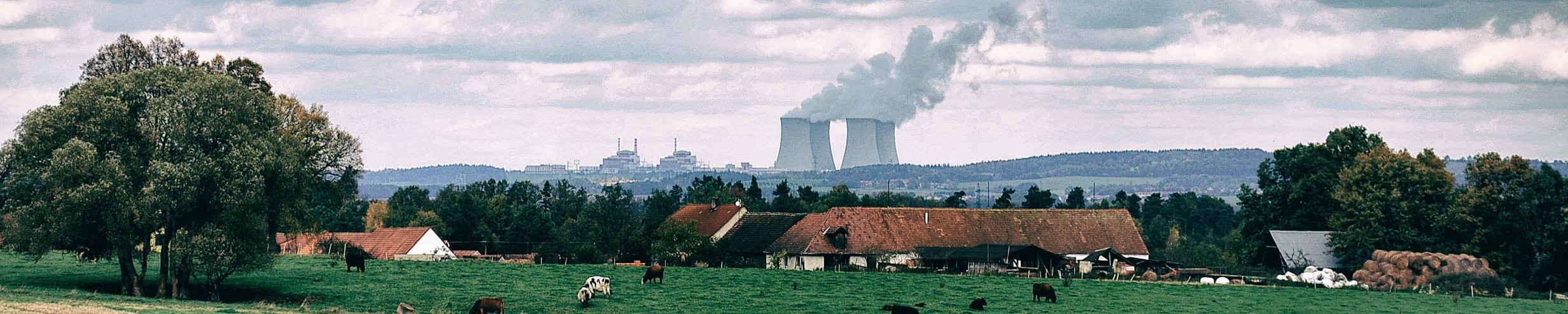 Cooling towers at a power plant.