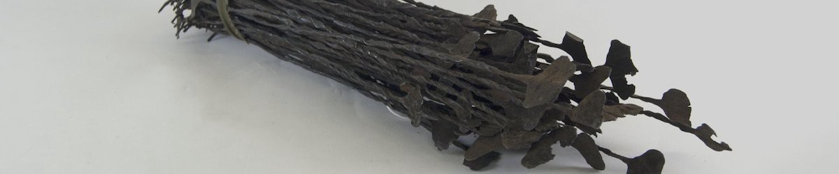 A bundle of twisted iron T-shaped sticks.