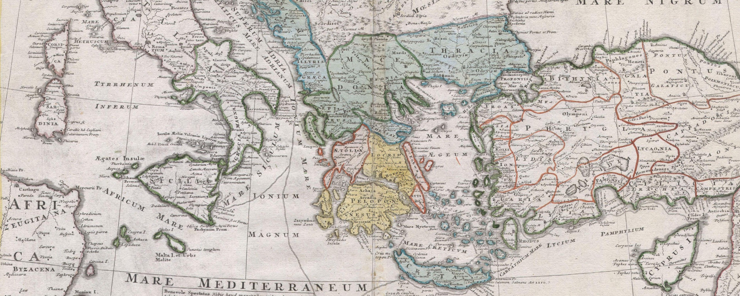 A map of Greece and surrounding areas circa 1741.
