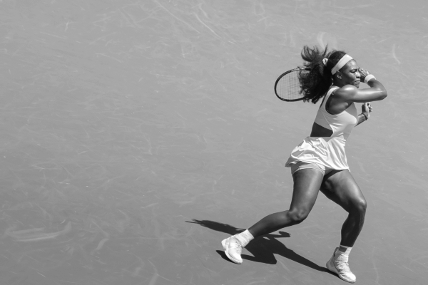 Serena Williams playing tennis.