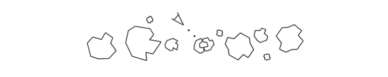 An illustration of the video game asteroids.
