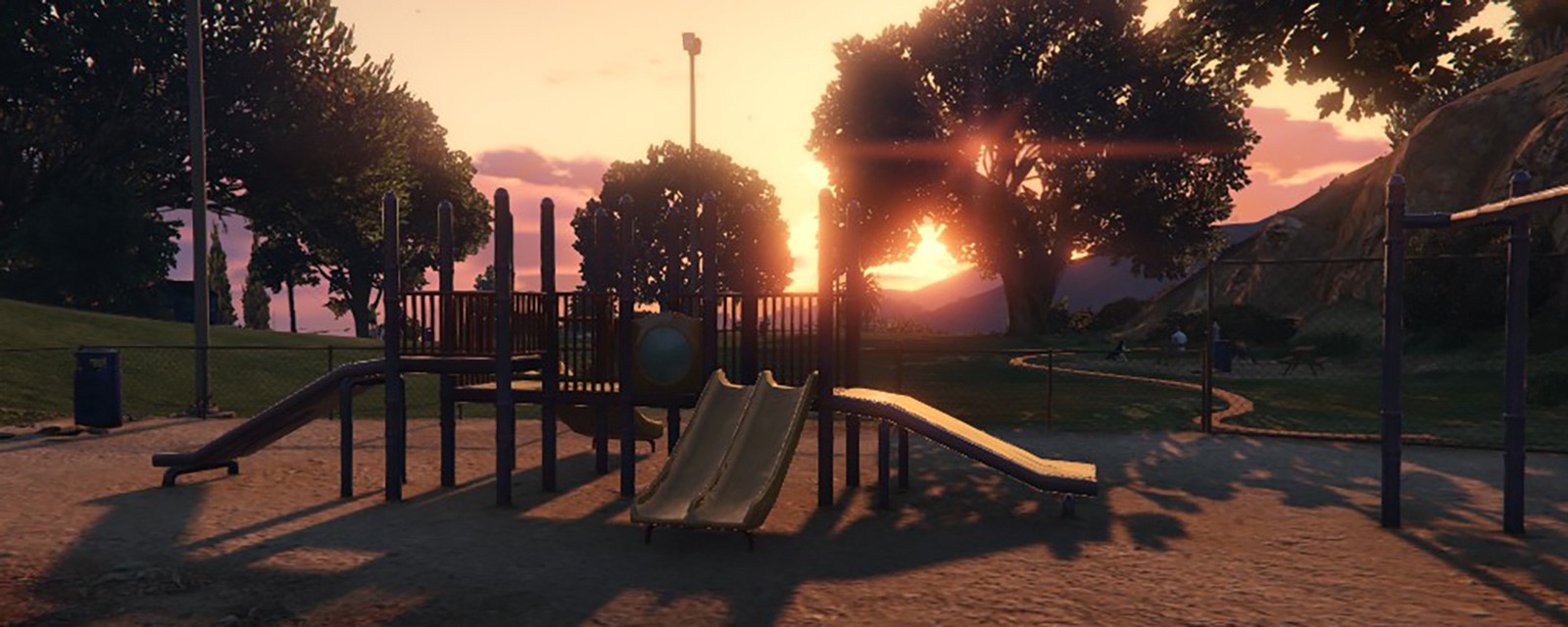 An in-game scene of a playground.
