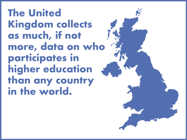 "The United Kingdom collects as much, if not more, data on who participates in higher education than any country in the world."