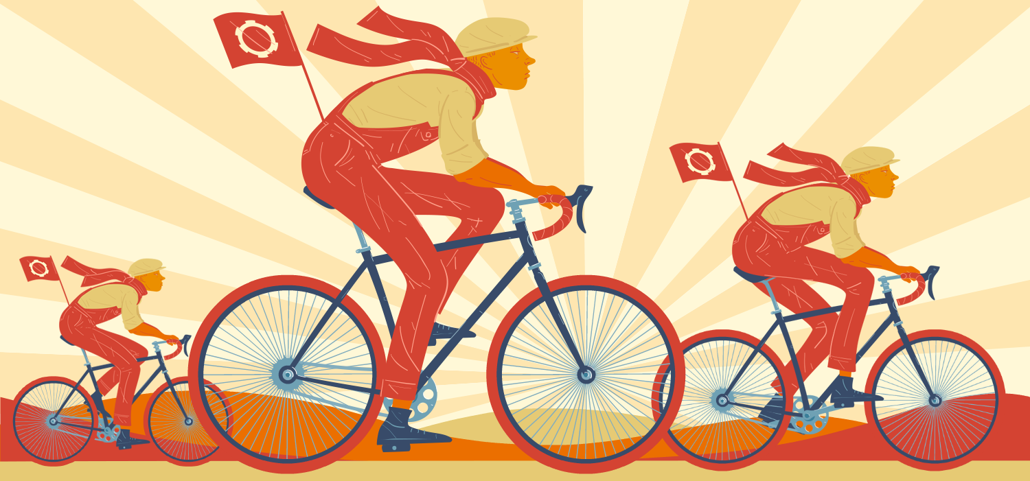 Illustration of three cyclists
