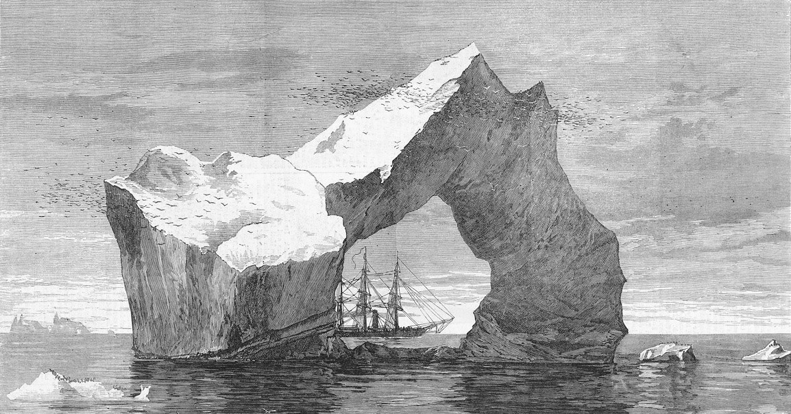 A ship passing through an iceberg