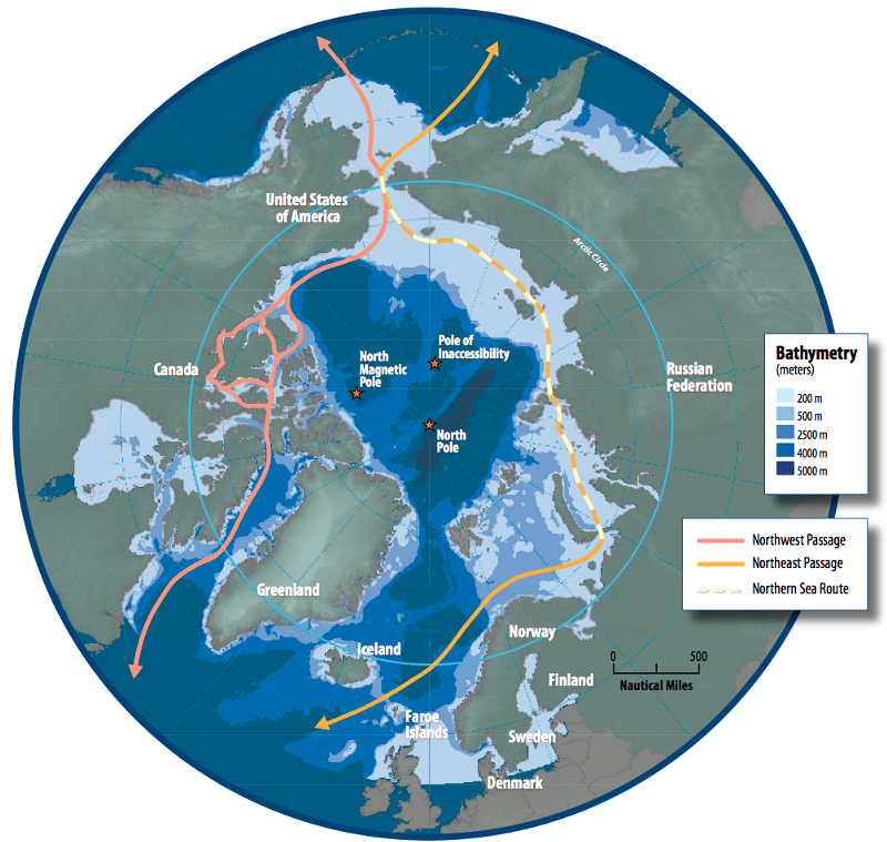 A map of Arctic shipping routes