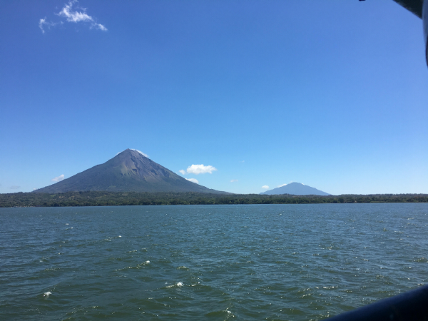 Volcano across a body of water