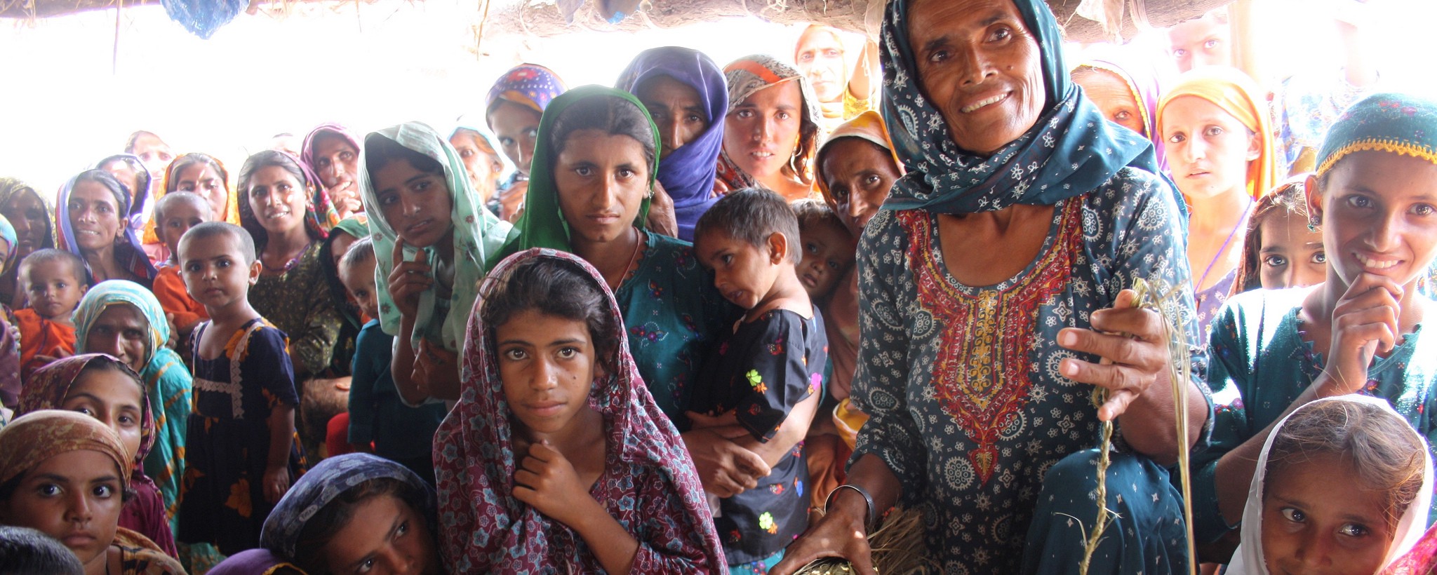 A large group of women and children in Pakistan