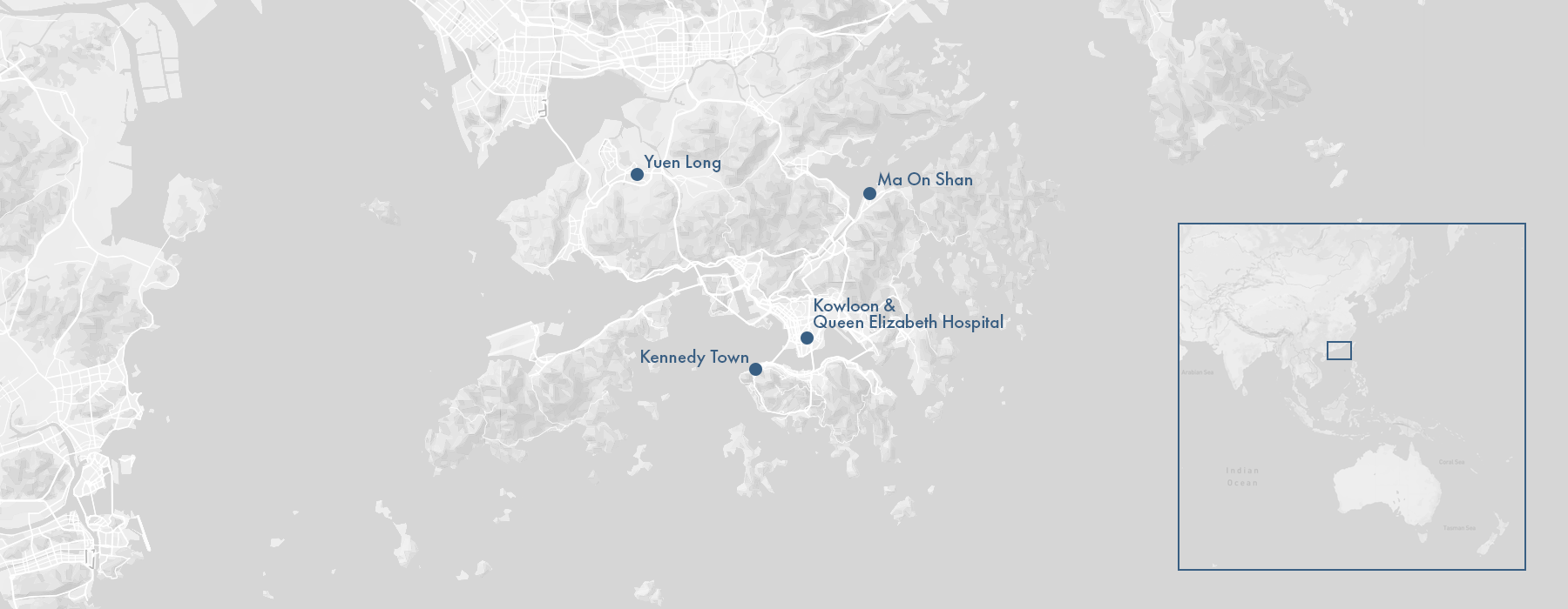 Map pinpointing events in the 1997 Hong Kong avian flu outbreak