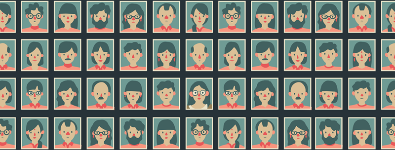 A large grid of small passport-style pictures.