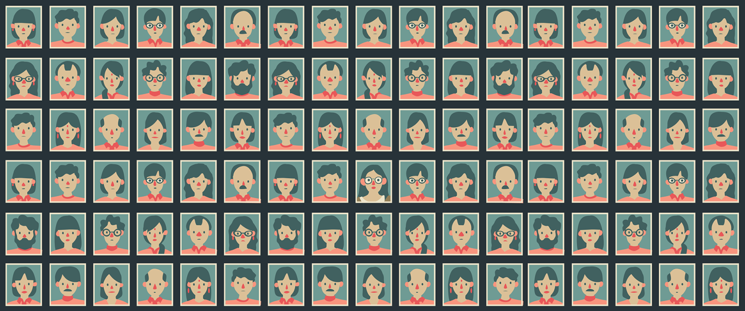 Large grid of many faces