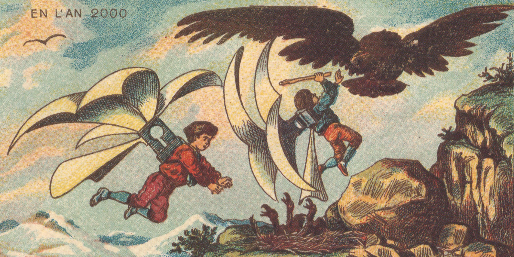 19th century personal flying machines an a large bird