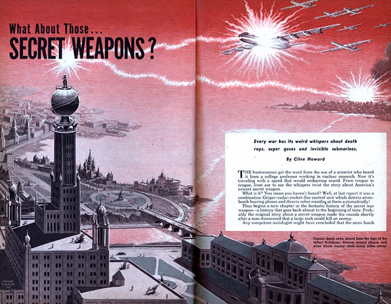 Magazine spread depicting "secret weapons" 