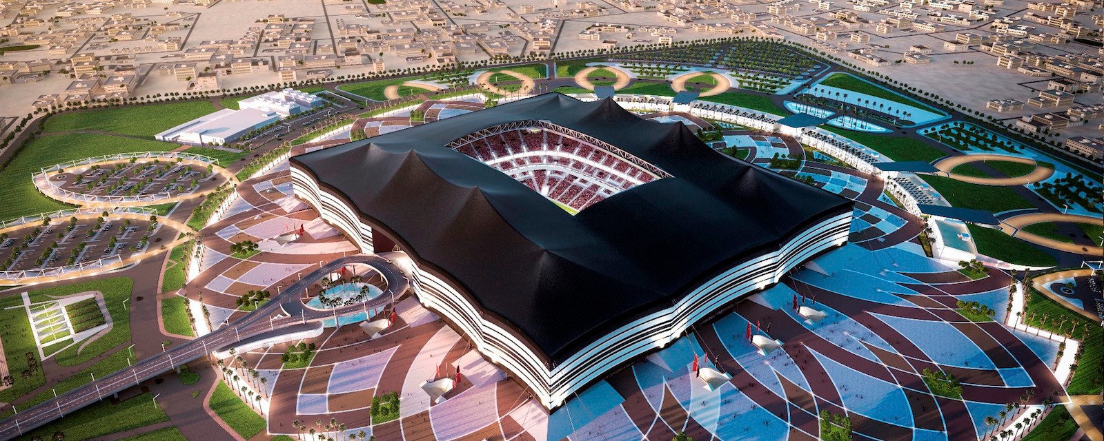 Rending of the future Al Bayt Stadium in Qatar