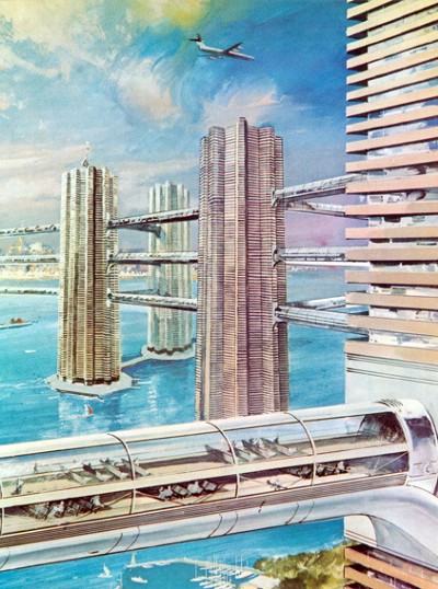 Skyscrapers rising from the sea