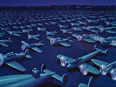 Many rows of airplanes