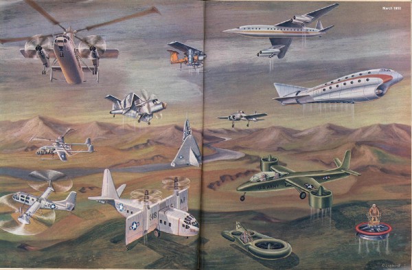 Spread depicting many kinds of military aircraft