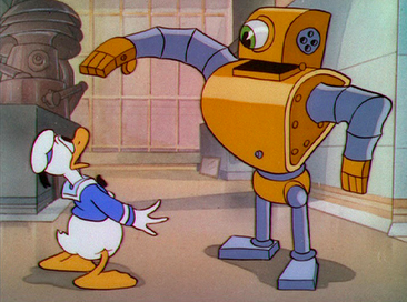 Donald Ducka and a robot
