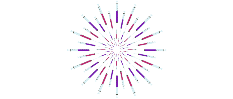Concentric circles of syringes 