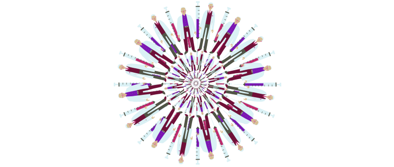 Concentric circles of doctors and syringes 