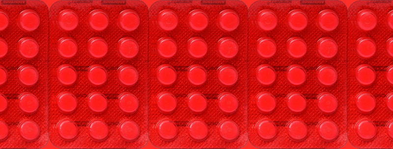 A close-up of pill packaging.