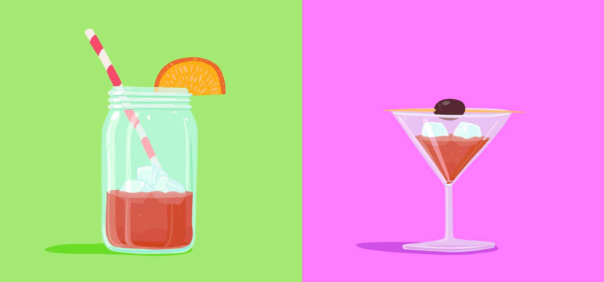 Illustration of two cocktails