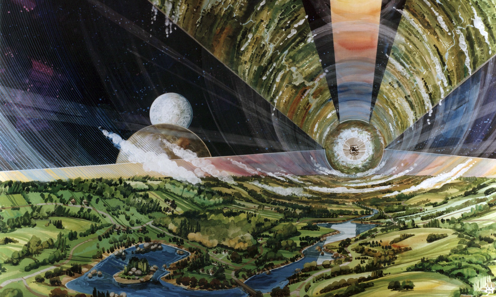 Illustration of a self-sustaining spaceship