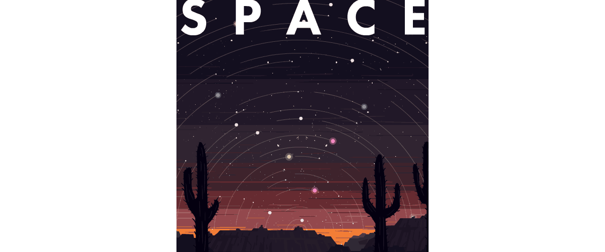 Space Beat logo depicting starts across a desert sky