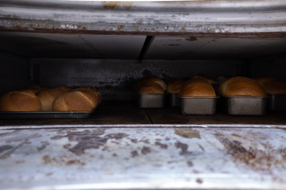 Bread baking in the oven